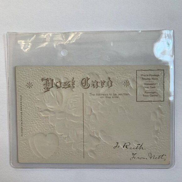 Antique Early 1900s Valentine's Day Postcard To My Valentine Heart Roses - Picture 2 of 3